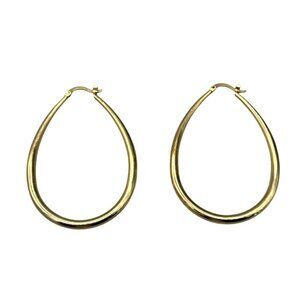 Oval Hoop Earrings Gold Tone Minimalist Timeless Classic Eveningwear
